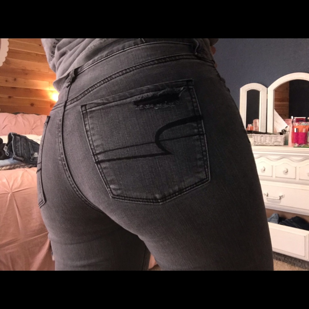 Grey Distressed skinny jeans American Eagle